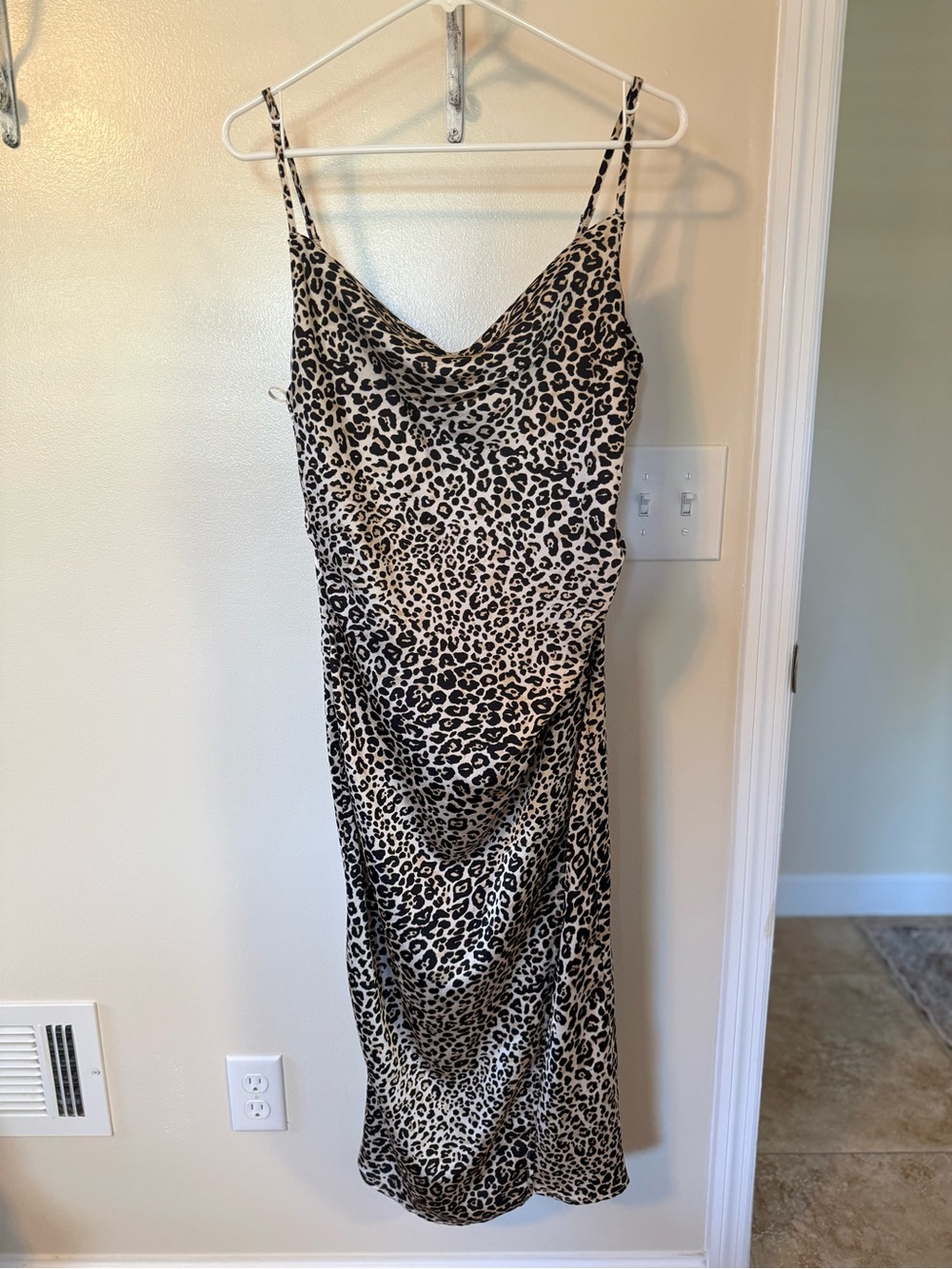 Leopard Print Midi Slip Dress